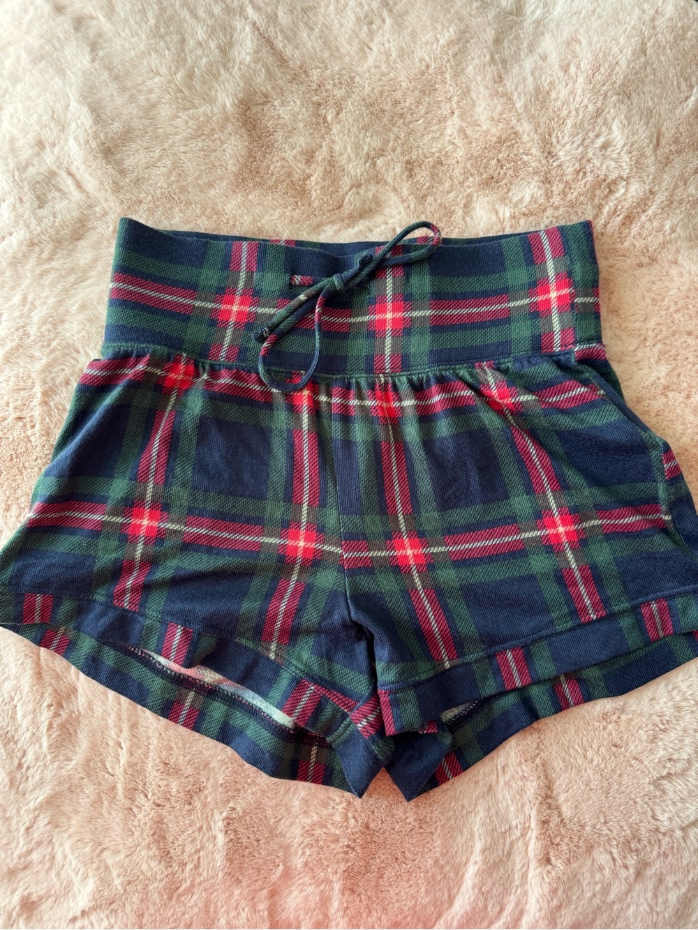 Gilly Hicks Cozy Pajama Shorts Size Small Navy Plaid